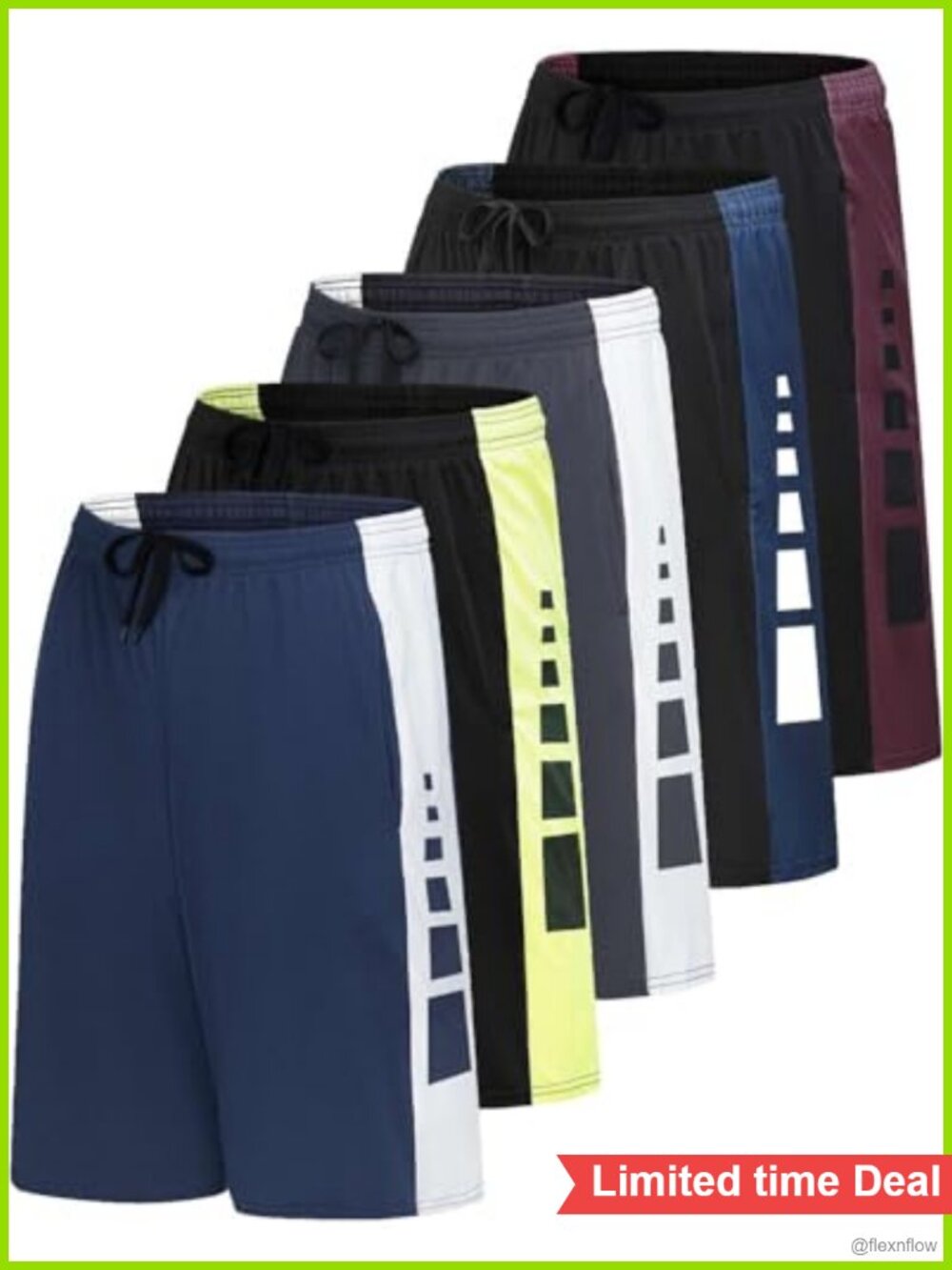 5 Pack Men's Dry Fit Basketball Shorts Gym Athletic Workout Running
